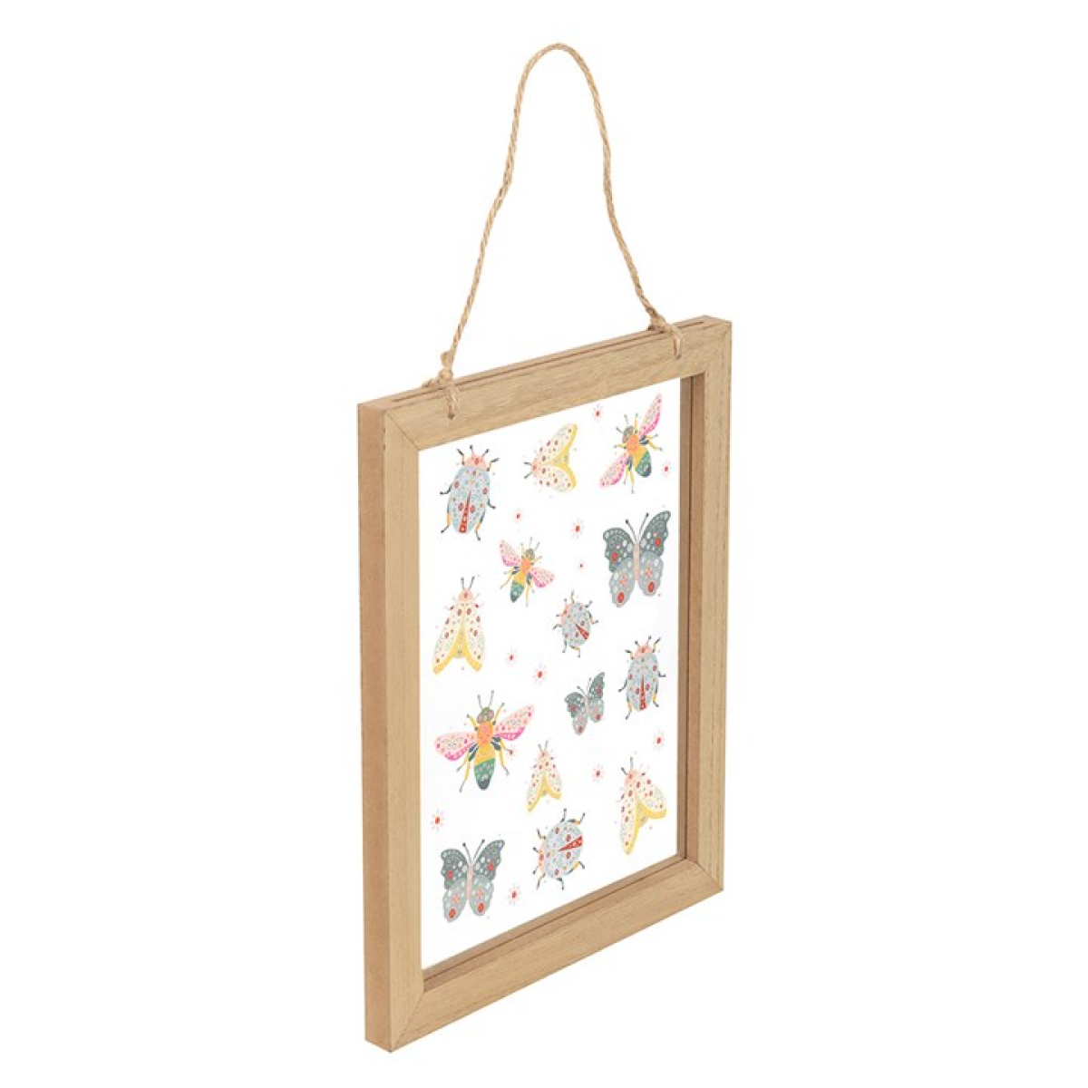 Floral Bug Print Glass Wall Hanging