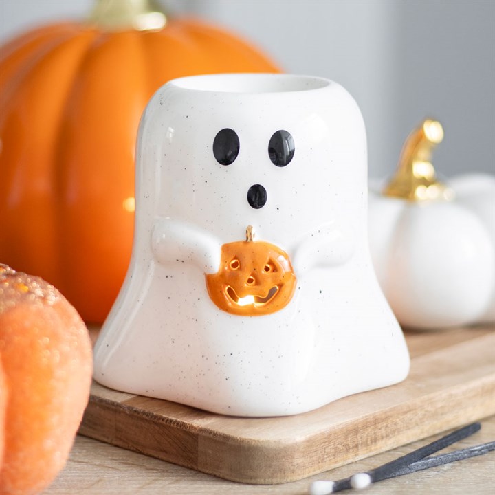 Ghost Shaped Oil Burner and Wax Warmer with Pumpkin