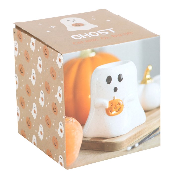 Ghost Shaped Oil Burner and Wax Warmer with Pumpkin